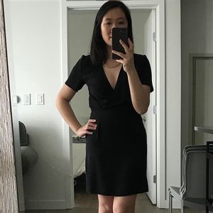 Aritzia Wilfred Black V Neck Short Sleeve Dress